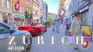 Switzerland Zurich  Exploring the Beauty of Bahnhofstrasse Shopping street walking tour 4K 60fps