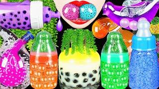 ASMR RAINBOW DRINKS *FROG EGGS BOBA TEA HONEY JELLY CANDY BIRD GLASS SEA GRAPES 신기한 물먹방 MUKBANG