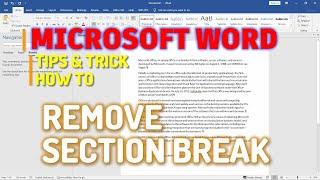 Microsoft Word How To Remove Section Break