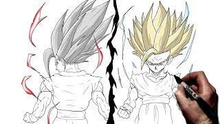 How To Draw Gohan Beast & Teen SSJ2  Step By Step  Dragon Ball