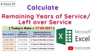 How to Calculate Remaining Years of Service or Left Over Service based on Retirement Date in Excel