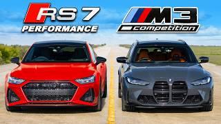 Audi RS7 Performance v BMW M3 DRAG RACE