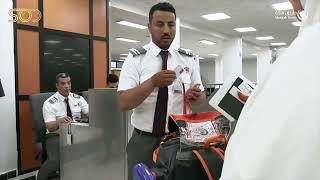 Luggage sorting and tagging for Makkah Route Initiative at Mohammed V Airport to pilgrims.