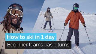 How to Ski in One Day  Beginner Learns Basic Turns