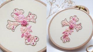 Floral cross embroidery tutorial