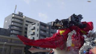 Power Rangers Dino Fury 28x09 - Dino Fury Megazord Fortress Formation First Fight Cut Off