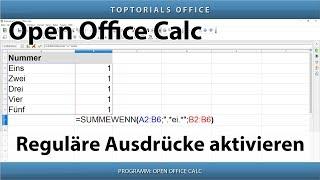 Reguläre Ausdrücke in OpenOffice Calc aktivieren