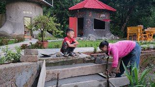 Build steps down to the vegetable garden