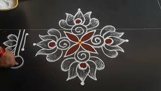 simple and easy lotus kolam 5*1dots small beautiful rangoli design daily muggulu Anusworld