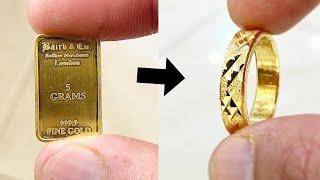 Making a Ring from a Gold Bar  Jewelry Making  Ring Making  How its Made  Hand made Ring 4K