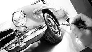 Mercedes-Benz 190 SL  Realistic Car Drawing