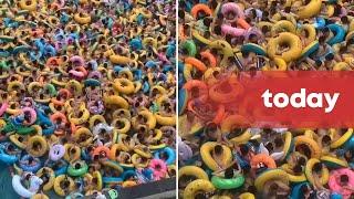 Hundreds seen crammed in pool at a water park in China