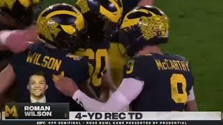 JJ McCarthy GAME TYING Touchdown Pass to Roman Wilson  #4 Alabama vs #1 Michigan  2024 Rose Bowl