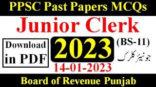 Junior Clerk paper 2023 Board of Revenue Punjab complete solved paper 