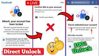 How to Unlock Facebook Locked Account Without Confirm Identify  100% Unlock Facebook Locked Account