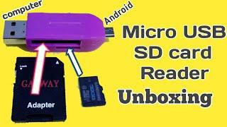 Micro USB OTG to USB 2.0 Adapter SDMicro SD card Readermicro SD adapter Universal Unboxing