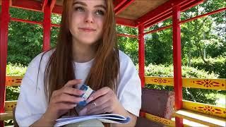 Russian university girl smoking  and studying smoking girl telling her smoking story