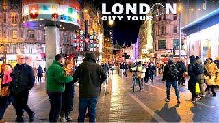 Winter in London City 2024 - Central London Winter Night Walk - London Night Walk 4K
