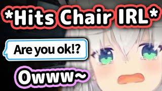 Fubuki Accidentally Hits Her Chair IRL and Notices She Forgot To Mute...【Hololive】