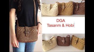 Toka detaylı rafya ip ile hazırlanan çanta #crochet #paperrope #raffia #knitting #çanta #bag #diy