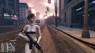 GTA 5 Latest Naked Girl Mod Gameplay  Naked Girl On Roads With Bushes in GTA 5