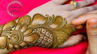 Shaded back hand mehndi design  Simple mehndi design  Latest floral mehndi design