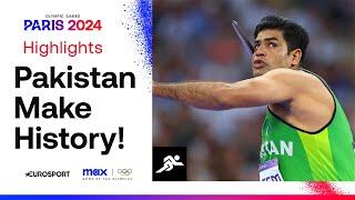 Pakistans Arshad Nadeem smashes mens javelin Olympic record to win Gold   #Paris2024