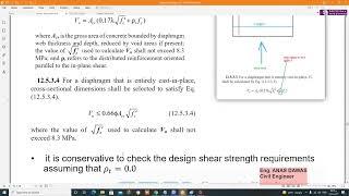 Check in plan shear for diaphragm slab -  ACI Code