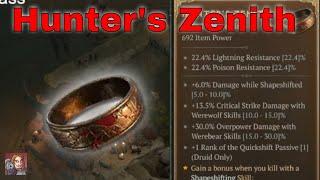 Diablo IV Unique Items - Hunters Zenith Druid Ring