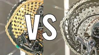 Sram XX1 Eagle vs. Shimano XTR 12 Speed Drivetrain. Shifting In Slow motion.