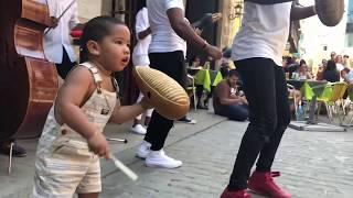 Little Cuban boy with rhythm steals the show in the streets of Havana Cuban salsa dancing