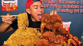 EKSTRIM MUKBANG MIE RICHEESE terbaru + 10 FIREWINGS CHICKEN LEVEL 5