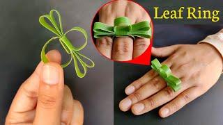 How to make a Coconut Leaf Finger Ring  Coconut Leaf Ring  Palm Leaf Ring