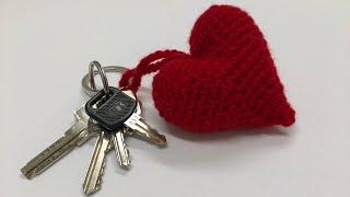 ميدالية كروشيه على شكل قلبcrochet keychain heart