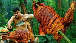 Wilderness Cooking Skill  Roasted Muscovy Duck Green Coconut Eating With Chili Sauce So Delicious.