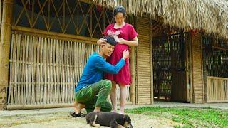 The happiness of a Young Couple on a Small farm in the Mountains