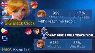 I PRETEND NOOB IN RANK AND MY TEAMMATE TEACH ME HOW TO PLAY FANNY OPEN MIC CRAZY REACTION