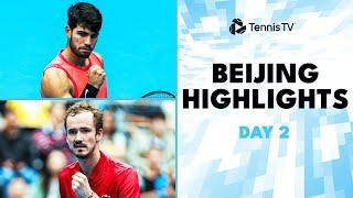 Alcaraz Plays Mpetshi Perricard Medvedev Rublev & Monfils Feature  Beijing 2024 Highlights Day 2