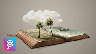 Fantasy 3D Beach Book - Photoshop Manipulation Tutorial #picsart