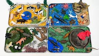 4 Type Small World for Animals Safari Farm Dinosaur Sea Animals