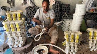 What a Wonderful Skilled Man To Making a Buffer by Leather use in Power Looms