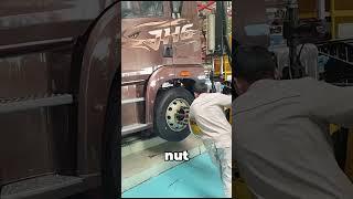 High-Torque Wheel Nut Tightening Process  Powerful Pneumatic Tool in Action