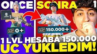 1 LEVEL HESAP AÇIP 150.000 UC YÜKLEDİM   1. BÖLÜM  - PUBG Mobile