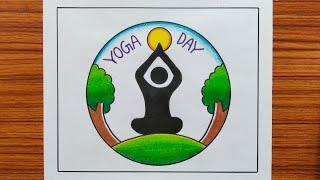 Yoga Day Drawing  Yoga Day Poster  International Yoga Day Poster Drawing  Yoga Drawing