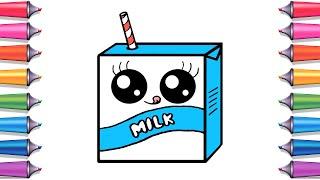 How to draw a cute milk step by step