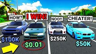 $1 vs $250000 CAR BUILD CHALLENGE Roblox Roleplay