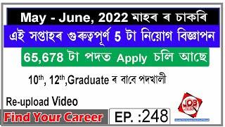 Assam JOB News Episode 248  Latest Assam Job Notifications 2022