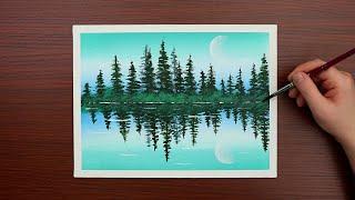 Beautiful Still Water Lake Reflection  Easy Acrylic Painting for Beginners  Step by Step #57