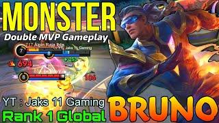 4500+ Matches Bruno Double MVP Gameplay - Top 1 Global Bruno by YT  Jaks Gaming - Mobile Legends