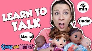 Learn To Talk with Ms Rachel - Help Take Care of Dolls - Speech Baby Sign - Doll turn into baby